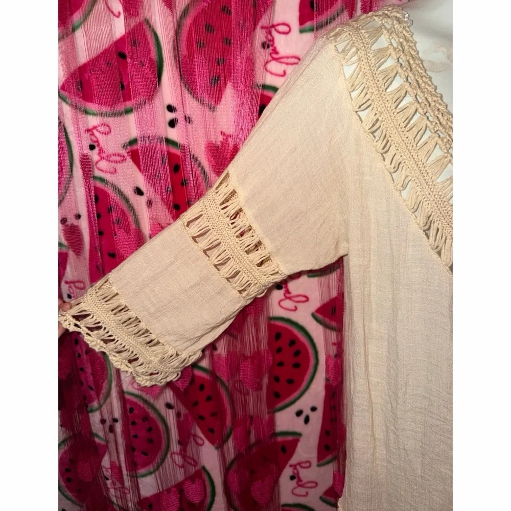 🤍 Boho Crochet Fringe Cardigan